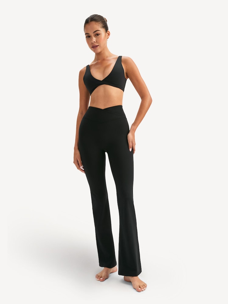 Zwart - TALA Yoga DayFlex Wrap High Waisted Flares Leggings - Image 1 of 1