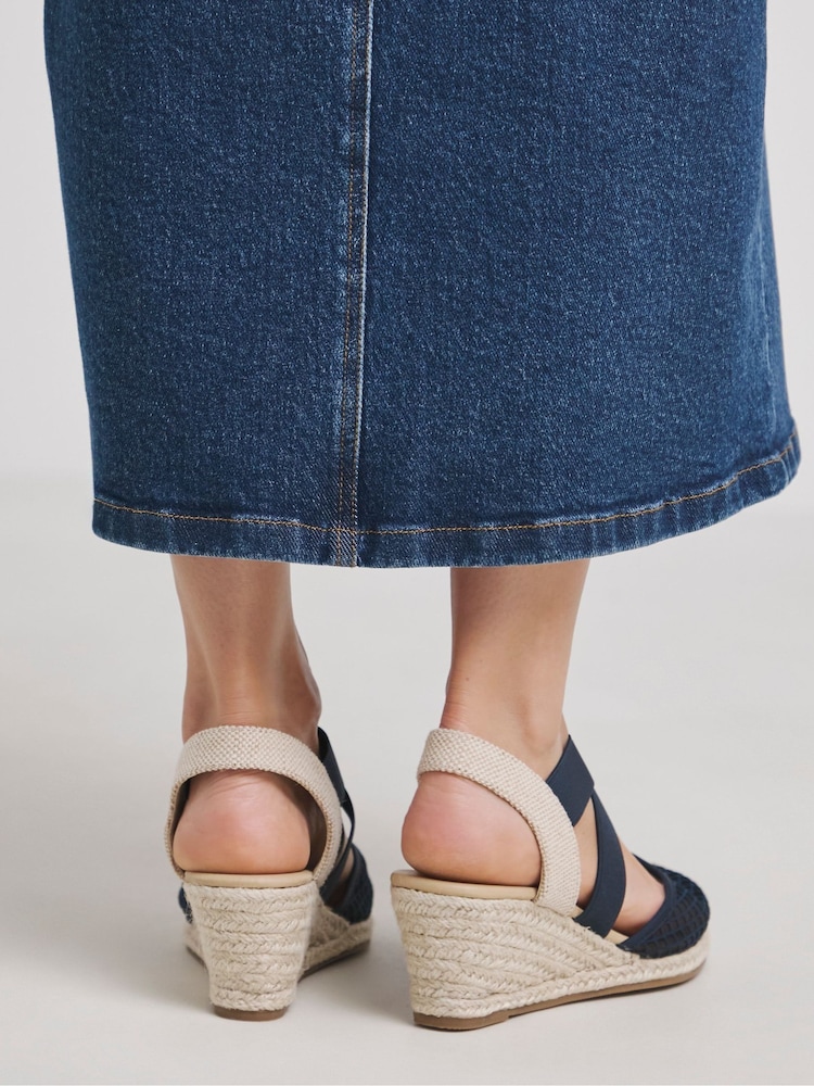 JD Williams Blue Extra Wide Fit Wedged Espadrilles In Wide Fit - Image 2 of 4