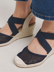 JD Williams Blue Extra Wide Fit Wedged Espadrilles In Wide Fit - Image 3 of 4