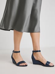 JD Williams Blue Low Wedge Barely There Sandals In Extra Wide Fit - Image 4 of 4