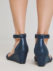 JD Williams Blue Low Wedge Barely There Sandals In Wide Fit - Image 4 of 4