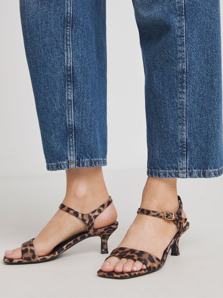 JD Williams Brown Extra Wide Fit Kitten Heel Sandals In Extra Wide Fit - Image 4 of 4