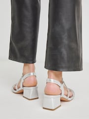 JD Williams Silver Extra Wide Fit Heeled Strappy Sandals In Wide Fit - Image 2 of 5
