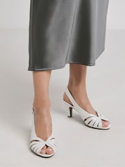 JD Williams Silver Extra Wide Fit Peep Toe Heeled Slingbacks - Image 2 of 4