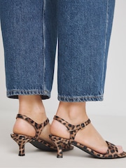 JD Williams Brown Wide Fit Kitten Heel Sandals In Extra Wide Fit - Image 2 of 4