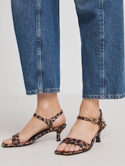 JD Williams Brown Wide Fit Kitten Heel Sandals In Extra Wide Fit - Image 3 of 4