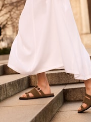 JD Williams Green Extra Wide Fit Anthology Laser Cut Detail Footbed Sandals In Standard Fit - Image 2 of 5