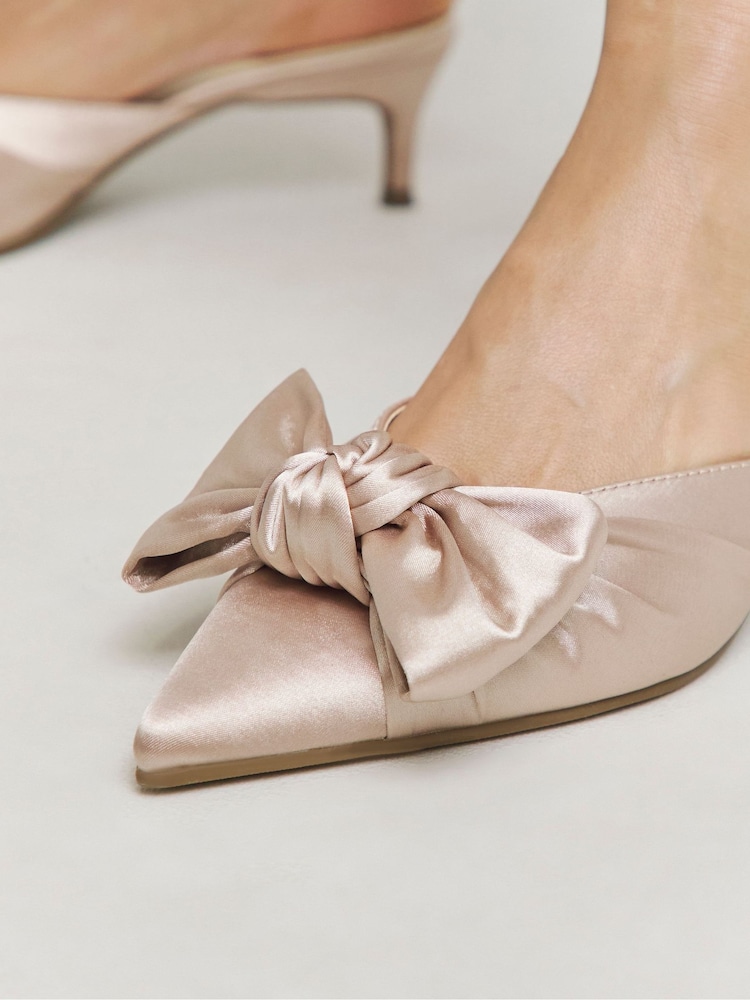 JD Williams Pink Wide Fit Pointed Bow Kitten Shoes - Image 3 of 4