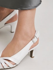JD Williams Silver Wide Fit Peep Toe Heeled Slingbacks - Image 3 of 4