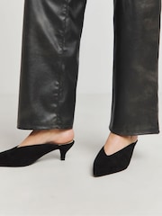 JD Williams Black Extra Wide Fit Anthology Real Suede Mule Kitten Heel Shoes - Image 4 of 4