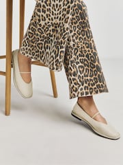 JD Williams Natural Wide Fit Soft Flat Mary Jane Shoes In Wide Fit - Image 1 of 4