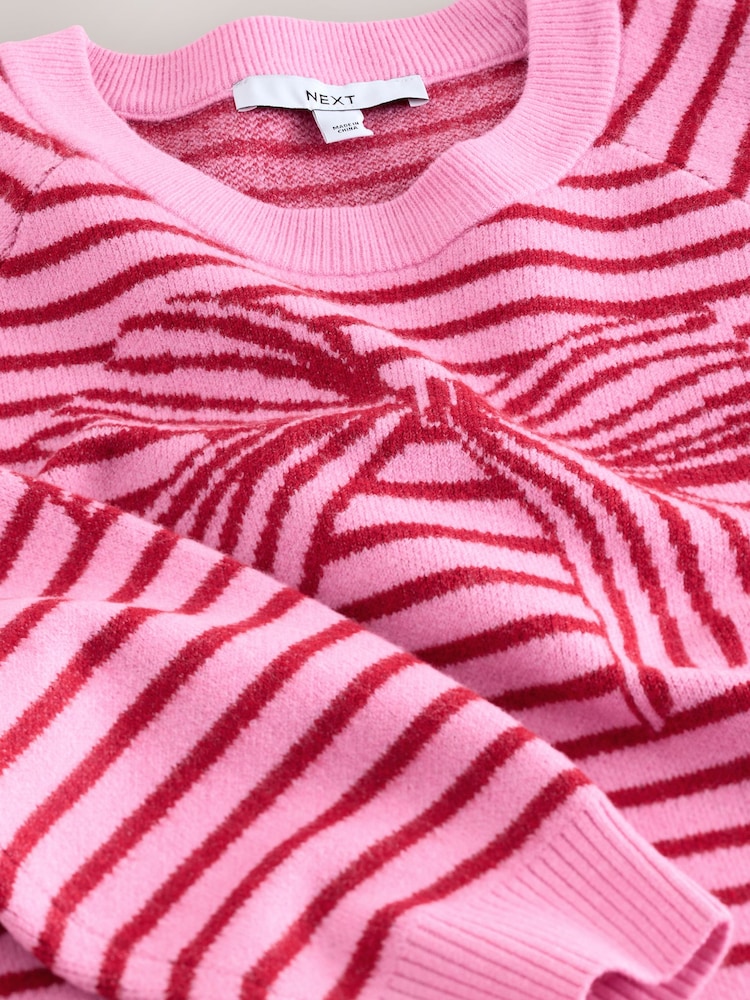 Pink/Red Stripe Bow Super Soft Crew Neck Long Sleeve Jumper - Image 8 of 8 Pink/Red Stripe Bow Super Soft Crew Neck Long Sleeve Jumper - Image 8 of 8