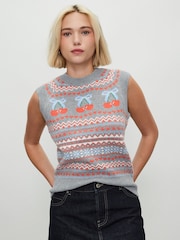 Padrão de Frutas Cinzas - Regata de malha super soft com gola redonda - Imagem 3 de 8