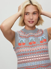 Padrão de Frutas Cinzas - Regata de malha super soft com gola redonda - Imagem 5 de 8