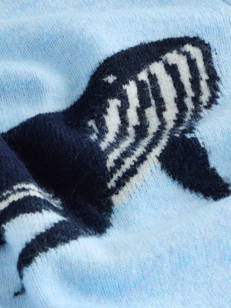 Light Blue Whale Crew Neck Knitted Jumper with Wool - Image 2 of 3