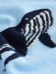 Light Blue Whale Crew Neck Knitted Jumper with Wool - Image 6 of 7