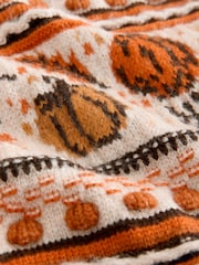 Orange Autumn Cable Knit Collar Cardigan With Wool - Image 2 of 3