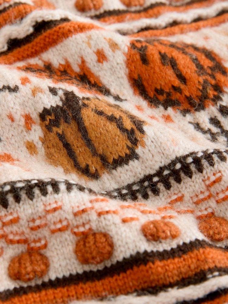 Orange Autumn Cable Knit Collar Cardigan With Wool - Image 2 of 3