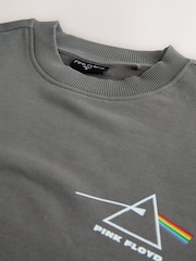 Charcoal Grey Washed Pink Floyd Licence Graphic Crew Sweatshirt - Image 12 of 12