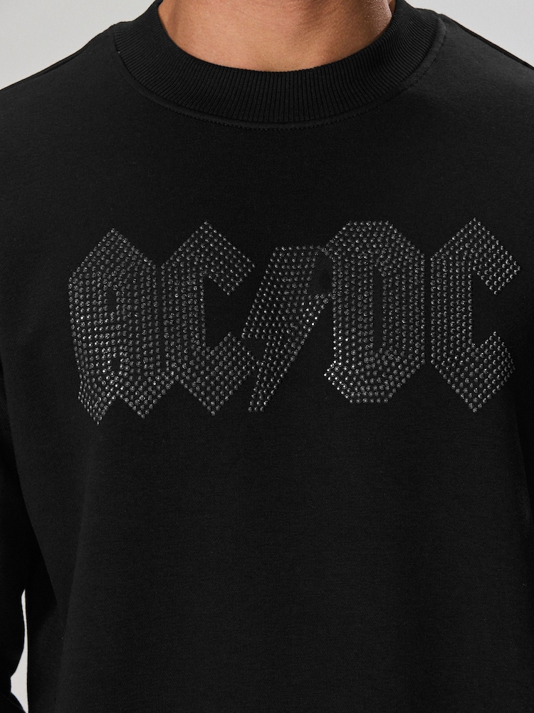 Black ACDC Licence Graphic Crew Sweatshirt - Image 5 of 5