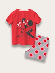 Brand Threads Red Minnie Mouse 100% Cotton Pyjama Set - Image 1 of 2