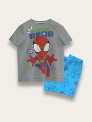 Brand Threads Grey/Blue Spidey and His Amazing Friends Short 100% Cotton Pyjama Set - Image 1 of 2