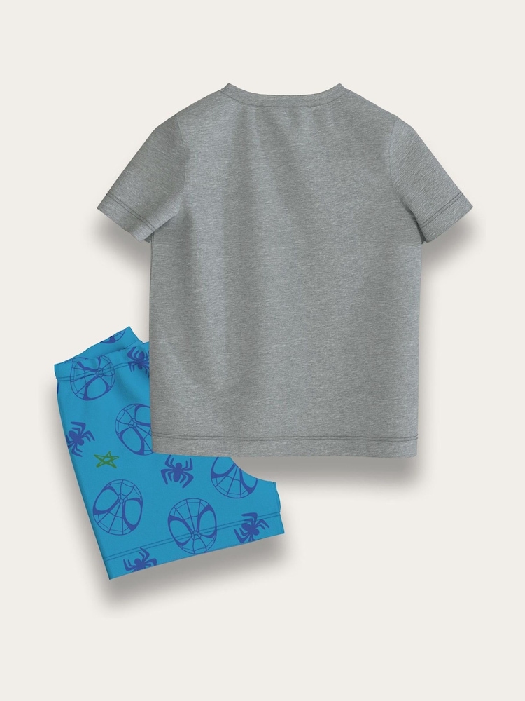 Brand Threads Grey/Blue Spidey and His Amazing Friends Short 100% Cotton Pyjama Set - Image 2 of 2