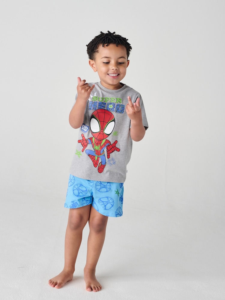 Brand Threads Grey/Blue Spidey and His Amazing Friends Short 100% Cotton Pyjama Set - Image 2 of 4 Brand Threads Grey/Blue Spidey and His Amazing Friends Short 100% Cotton Pyjama Set - Image 2 of 4
