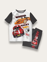Brand Threads Black Hot Wheels Short 100% Cotton Pyjama Set - Image 1 of 2