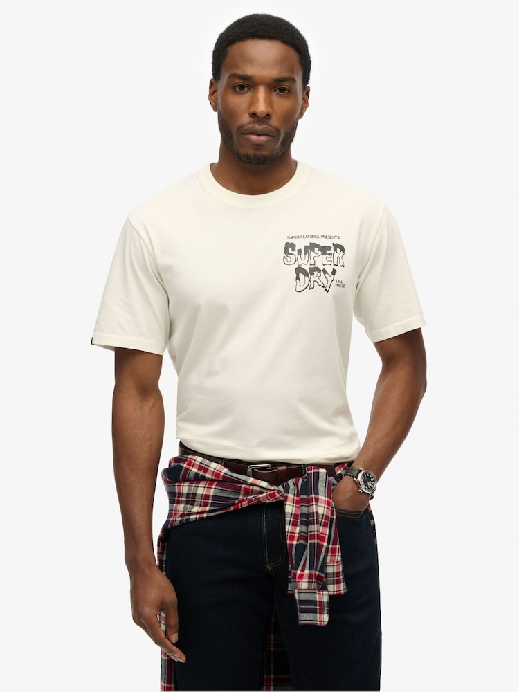 Superdry White B-Movie Graphic Loose T-Shirt - Image 2 of 6