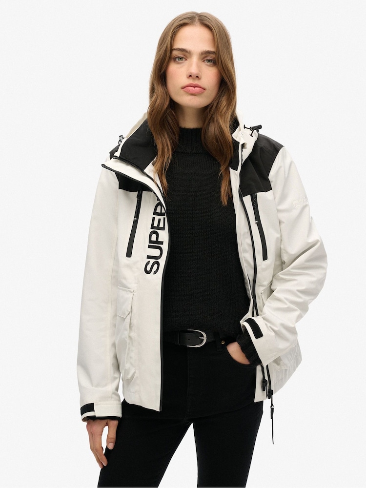 Superdry White Colourblock Ultimate Windbreaker Jacket - Image 1 of 6