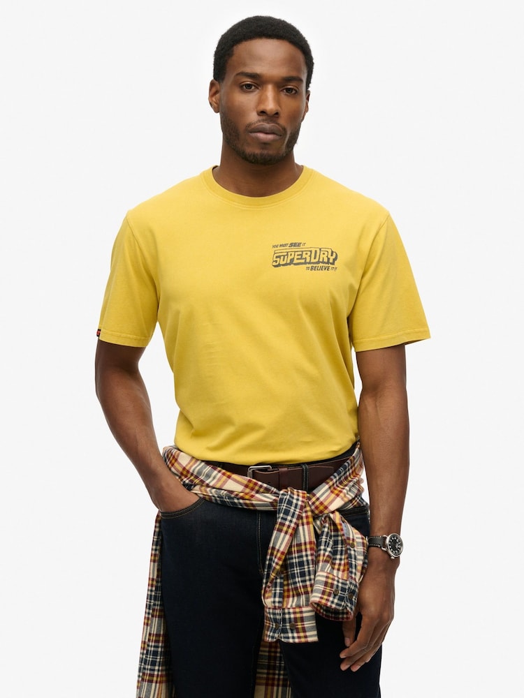 Superdry Yellow B-Movie Graphic Loose T-Shirt - Image 1 of 6