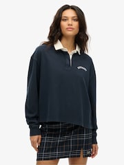 Superdry Blue Athletic Essentials Graphic Rugby Shirt - Image 1 of 5