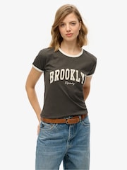 Superdry Grey Athletic Essential Ringer Fitted T-Shirt - Image 1 of 6