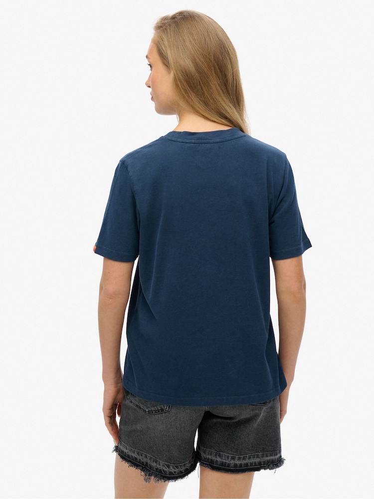 Superdry Blue Embellished Varsity Relaxed T-Shirt - Image 2 of 4