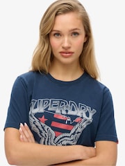 Superdry Blue Embellished Varsity Relaxed T-Shirt - Image 4 of 4