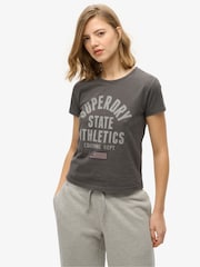 Superdry Grey Athletic Graphic Fitted T-Shirt - Image 1 of 6