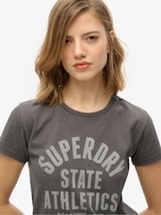 Superdry Grey Athletic Graphic Fitted T-Shirt - Image 4 of 6