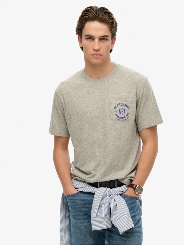 Superdry Grey The Merchant Store Graphic T-Shirt - Image 1 of 6