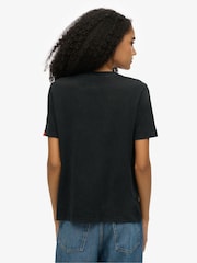 Superdry Black Embellished Varsity Relaxed T-Shirt - Image 2 of 6