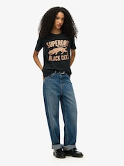 Superdry Black Embellished Varsity Relaxed T-Shirt - Image 3 of 6