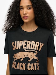 Superdry Black Embellished Varsity Relaxed T-Shirt - Image 4 of 6