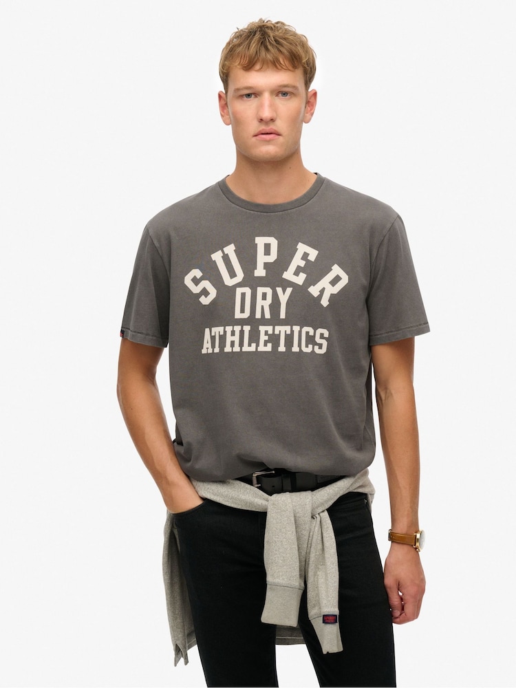 Superdry Grey Athletic Essential Graphic T-Shirt - Image 1 of 4