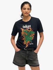 Superdry Black Vintage Logo Tokyo Relaxed T-Shirt - Image 1 of 6