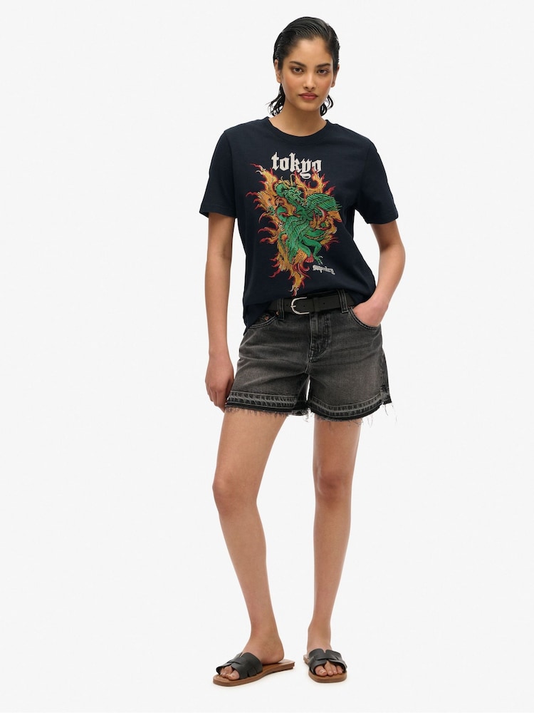 Superdry Black Vintage Logo Tokyo Relaxed T-Shirt - Image 3 of 6