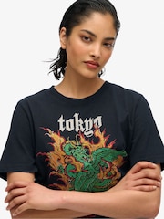 Superdry Black Vintage Logo Tokyo Relaxed T-Shirt - Image 4 of 6