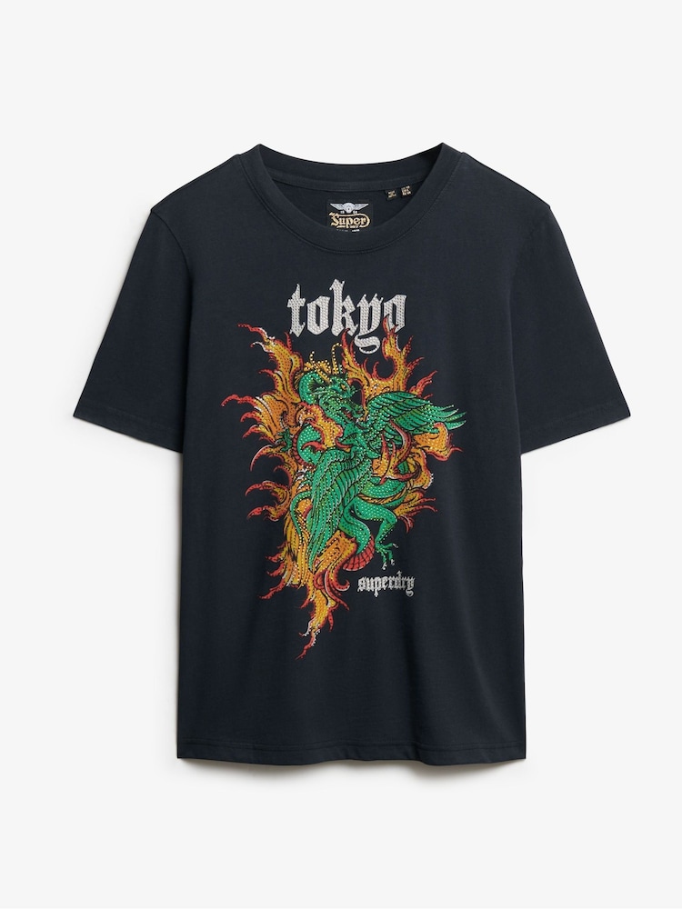Superdry Black Vintage Logo Tokyo Relaxed T-Shirt - Image 5 of 6