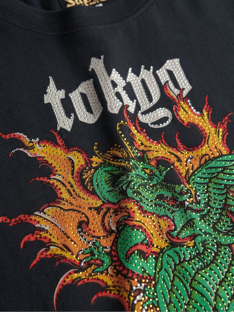Superdry Black Vintage Logo Tokyo Relaxed T-Shirt - Image 6 of 6