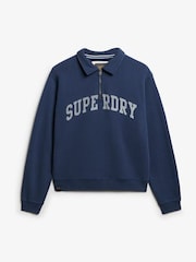 Superdry Blue Athletic Essentials Collared Half Zip Jumper - Image 5 of 6