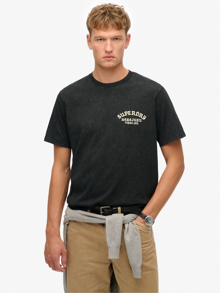 Superdry Black Neo Trad Tattoo Loose T-Shirt - Image 1 of 4